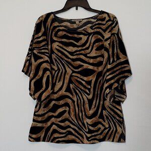 MAYA BROOKE Animal Print Tunic; Split Dolman Sleeves; Size 8